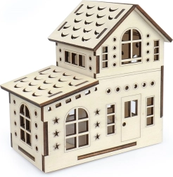Encanto de la madera: casita grande – casa doble con vela LED