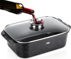 Fuente para horno de granito con tapa 7,5 l, 41 × 26 × 16 cm