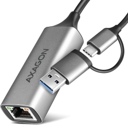 Adaptador Gigabit Ethernet Axagon ADE‑TXCA USB‑C/USB‑A 3.2 Gen 1 con instalación automática