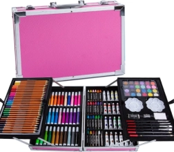 Set de materiales de arte en maletín de 145 piezas – Rosa