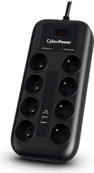 Protector contra sobretensiones CyberPower con 8 tomas y 2 puertos USB
