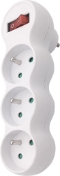 Regleta Solight para enchufe con soporte ajustable, 3 tomas, blanca