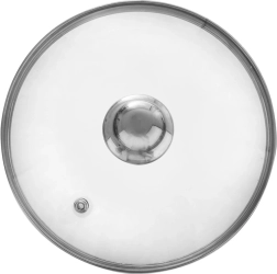 Tapa de vidrio de 22 cm con borde de acero inoxidable