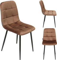 Silla de comedor tapizada de terciopelo en estilo loft, marrón