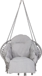 Silla colgante nido con cojín XXL, gris, 80 cm, 150 kg