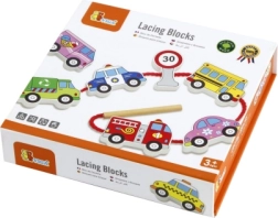 Viga juego de ensartar de madera con vehículos Montessori