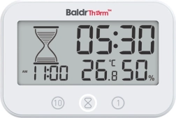 Temporizador digital de baño BaldrTherm con termómetro e higrómetro