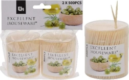 Palillo de bambú de doble punta con estuche redondo, 2 × 500 uds