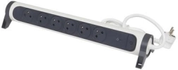 Cable alargador con protección 6x2P+T de 1,5 m, blanco y negro