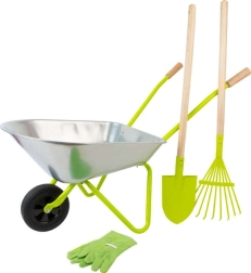 Juego de jardinería infantil con carretilla, pala, rastrillo y guantes SMALL FOOT