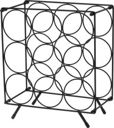 Soporte metálico para vino, negro, 9 botellas
