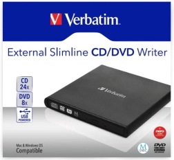 Grabadora externa slim de CD/DVD USB 2.0 VERBATIM