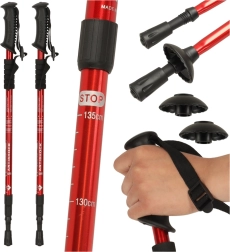 Bastones de trekking para Nordic Walking plegables 2 piezas rojos