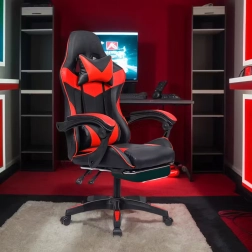 Silla gaming ergonómica con reposapiés, giratoria y ajustable en altura, capacidad de carga 150 kg