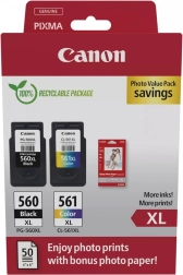 Cartuchos Canon PG-560XL/CL-561XL con papel fotográfico