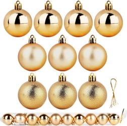 Bolas navideñas doradas irrompibles de 5 cm, set de 10 uds.