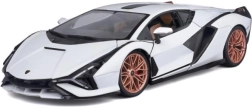 Modelo de coche metálico 1:18 Lamborghini Sián FKP 37 blanco‑negro Bburago