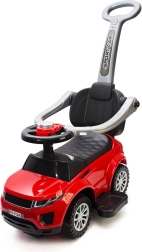 Correpasillos infantil tipo coche 2 en 1 con claxon y barra de empuje – rojo