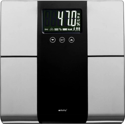 Báscula personal analítica RUHHY con LCD, medición de IMC, 10 perfiles, capacidad 225 kg