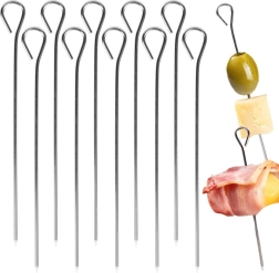 Brochetas de cocina de acero inoxidable con anilla 10 cm, 10 uds