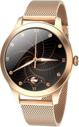 Smartwatch Fit FW42 dorado: reloj inteligente para mujer con correa milanesa metálica