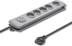Regleta de extensión con protección contra sobretensiones, 5 tomas, 3 m, gris