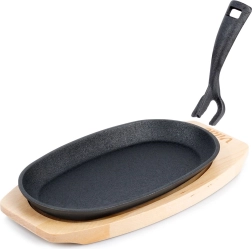 sartén de servir de hierro con base de madera CAST LINE 24 × 14 cm