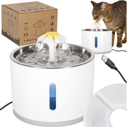 Fuente automática para perros y gatos de 2,4 l con LED y filtro de carbón