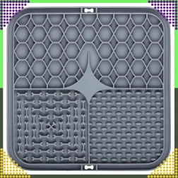 Alfombra de lamido de silicona para perros y gatos, antiestrés y ralentizadora, gris 20 × 20 cm