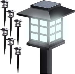 Lámparas solares de jardín GARDLOV, set de 6 uds, blanco frío, panel amorfo
