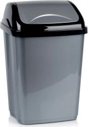 Papelera de plástico con tapa basculante 26 l, gris