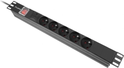 Regleta de alimentación Rack PDU 19" 1U Lanberg 16A 5x230V 2 m negra IEC C14