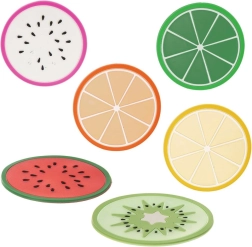 Set de posavasos de silicona con frutas 8,5 cm, 6 uds.