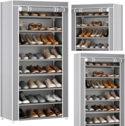 Estante para zapatos de 8 niveles con funda a prueba de polvo – gris