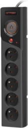 Regleta alargadora con protección contra sobretensiones ARMAC Z5, 5 tomas, 1,5 m, 10 A, negra