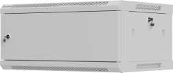 Armario rack mural 19" 4U 600 × 450 mm, gris, puerta metálica, LANBERG WF01 (flat pack)