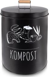 Compostador de cocina con filtro de carbón, metálico, negro, 8 l