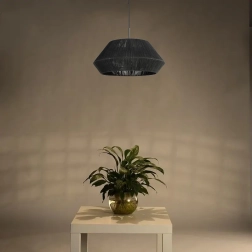 Lámpara colgante de ratán natural 50 cm, negra