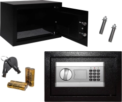 Caja fuerte doméstica con cerradura electrónica, acceso mediante llave o código, 31x20x20 cm