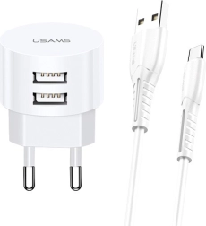 Cargador USAMS T20 con cable USB-C 2xUSB 2,1A