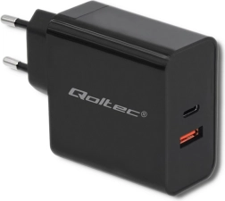 Cargador Qoltec 63W con USB-C PD y USB QC 3.0 negro