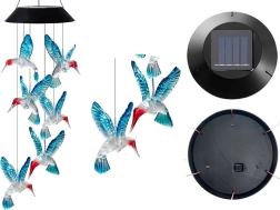 Decoración luminosa colgante solar colibríes LED, multicolor