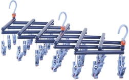 Percha plegable para ropa con pinzas, 29 clips, azul marino
