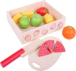 BIGJIGS TOYS fruta de madera para cortar en caja