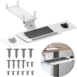 Soporte para teclado bajo escritorio blanco