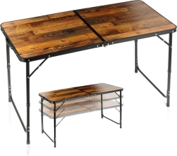 Mesa turística plegable Vilde 3 en 1 con altura ajustable 120 × 60 cm