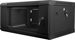 Armario mural de instalación 19" 4U 600×450 mm con puerta de cristal – Negra