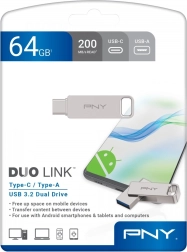 Unidad flash USB 64 GB PNY Duo Link USB‑C/USB‑A 3.2
