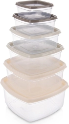 Juego de recipientes para alimentos con tapas, 6 uds