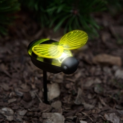 Lámpara solar de jardín con pincho en forma de abeja y LED blanco